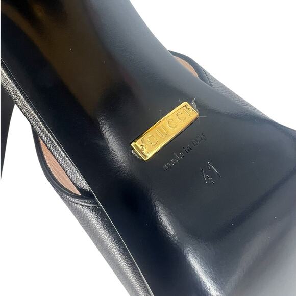 Gucci Baby Horsebit Slingback Pumps Black Leather Size 41 - Picture 14 of 16
